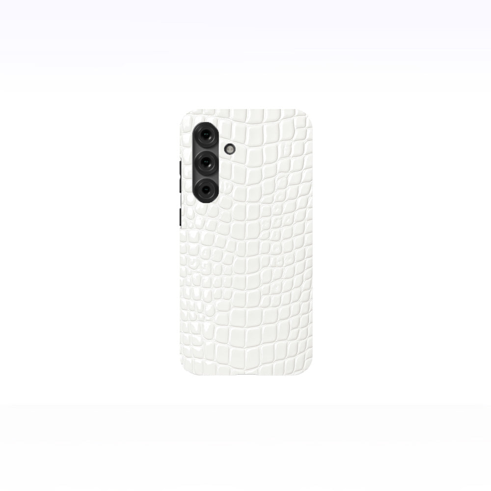 White Crocodile Leather Phone Case