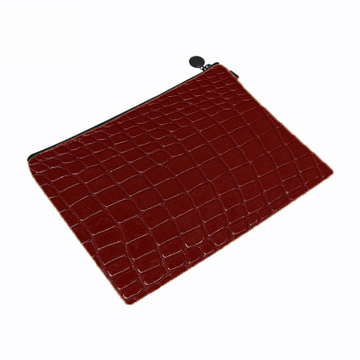 Burgundy Crocodile Skin Makeup Bag