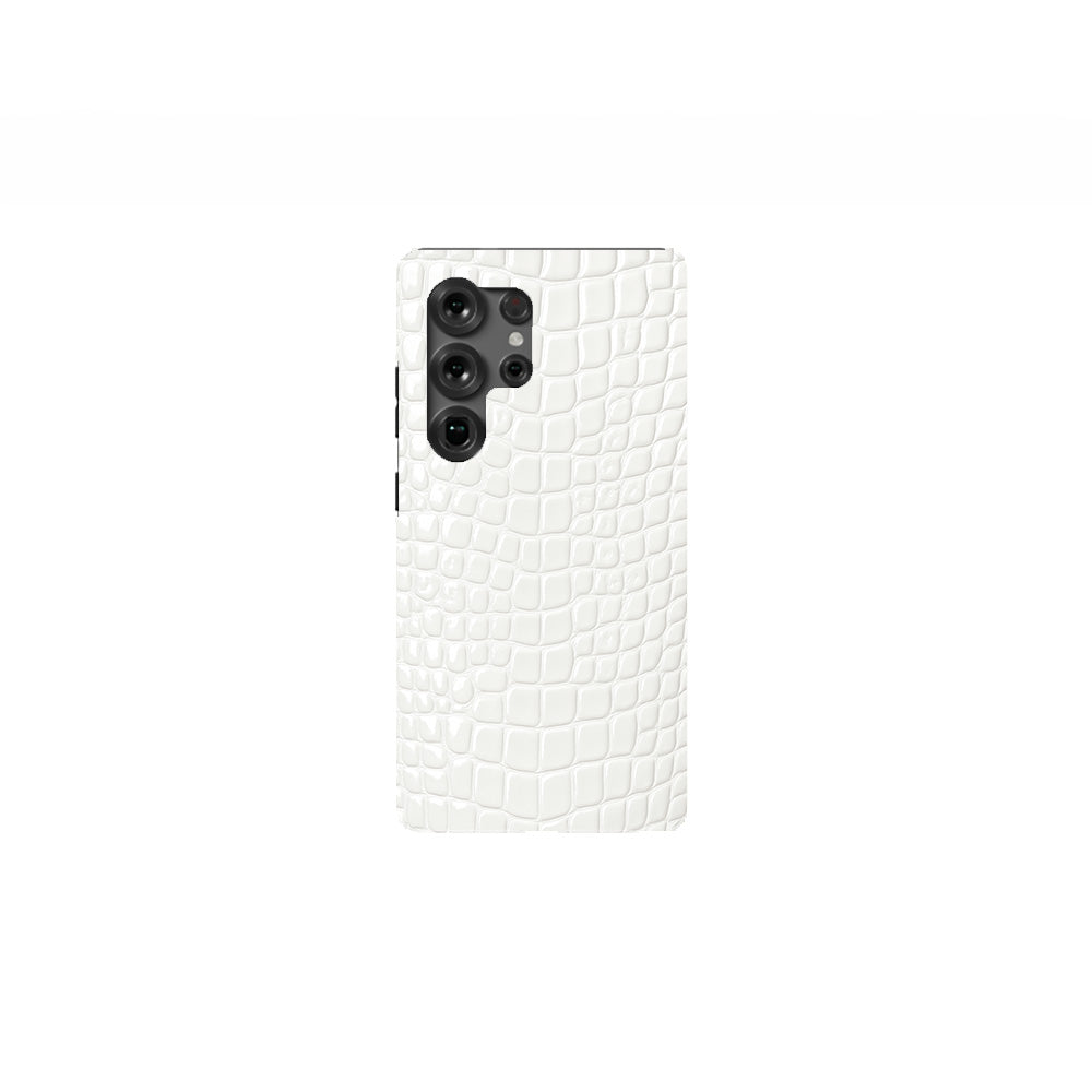 White Crocodile Leather Phone Case