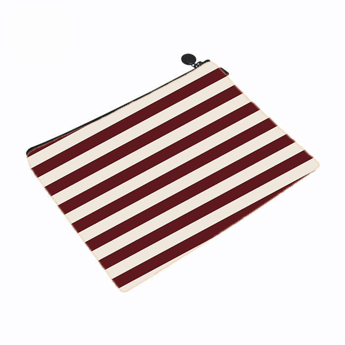 Burgundy Silk Stripes Makeup Bag