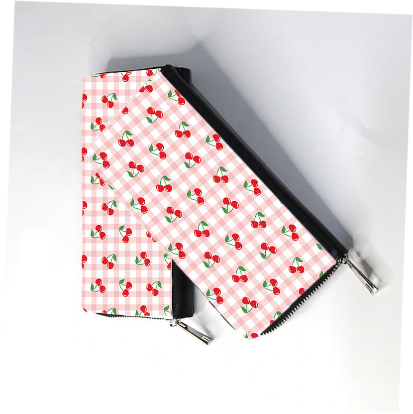 Cherries And Gingham Zip Wallet