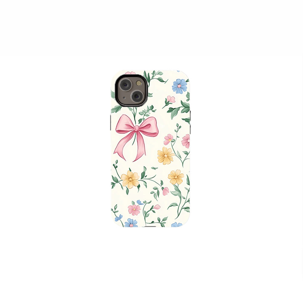 Flowers and Pink Coquette Bows Phone Case