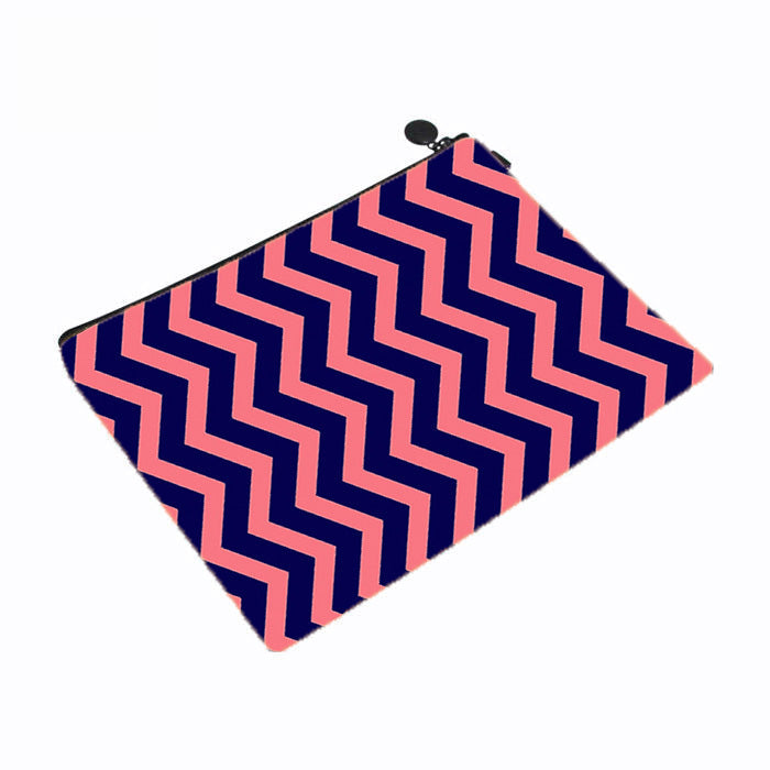 Coral Zigzag Makeup Bag