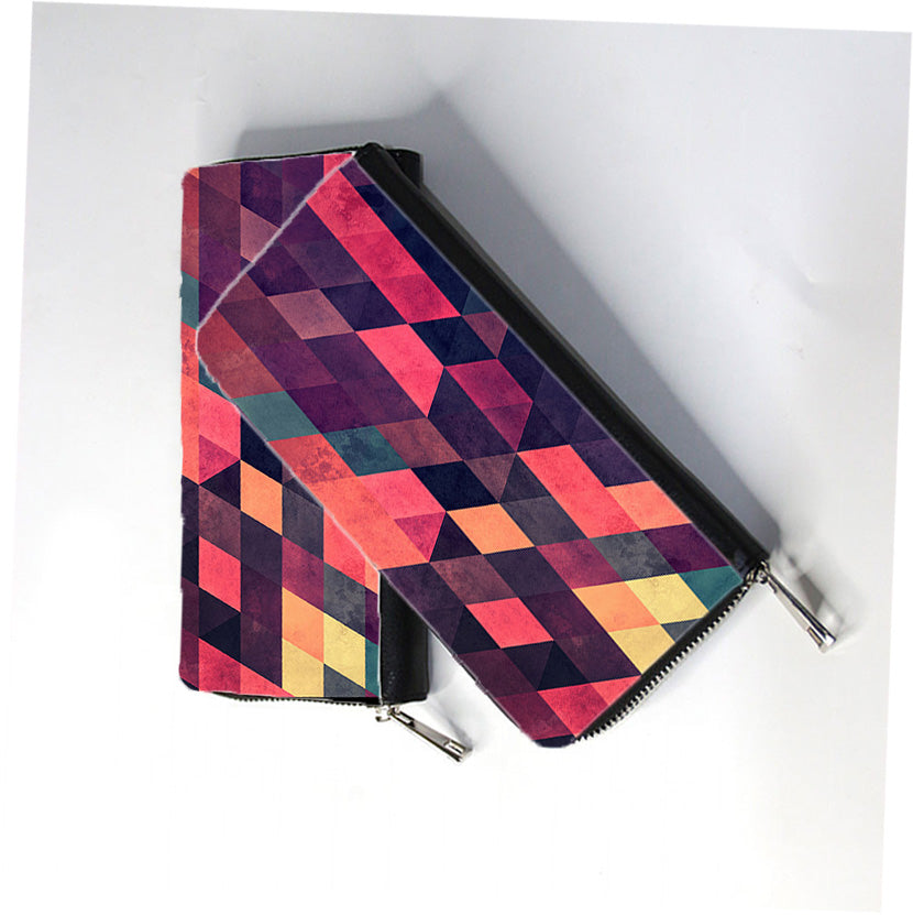 Crimson Geometry Zip Wallet