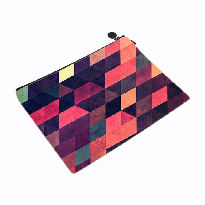 Crimson Geometry Makeup Bag