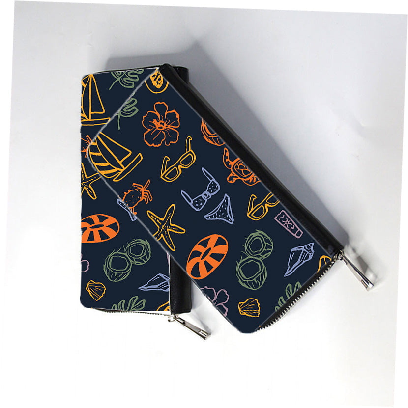 Doodle Summer Vacation Zip Wallet