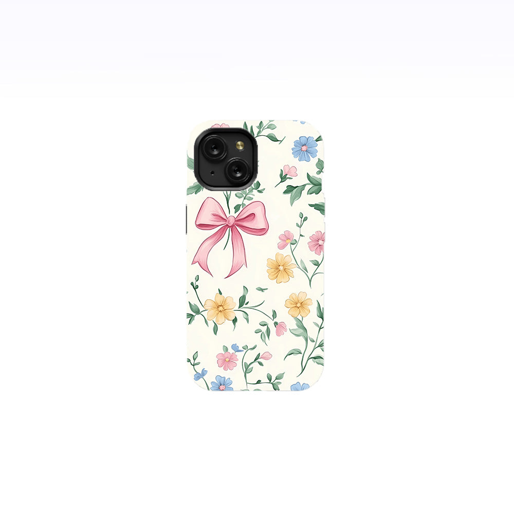 Flowers and Pink Coquette Bows Phone Case