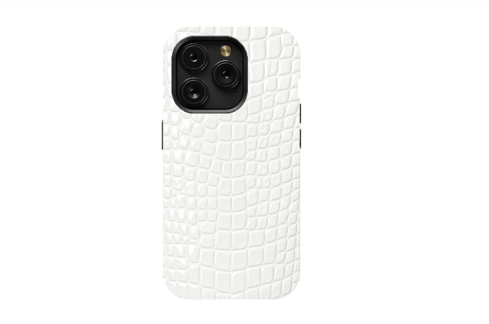 White Crocodile Leather Phone Case