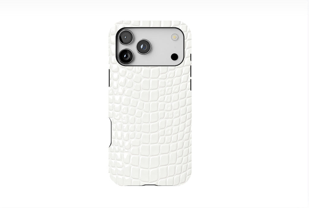 Crocodile Skin Printed Design- White Phone Case