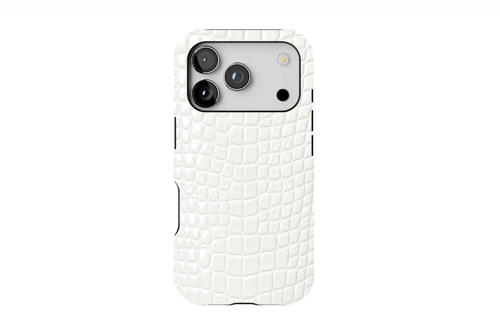 White Crocodile Leather Phone Case