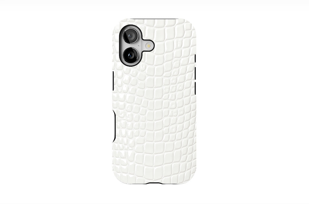 White Crocodile Leather Phone Case