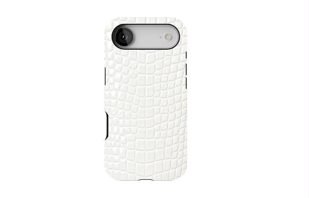 White Crocodile Leather Phone Case