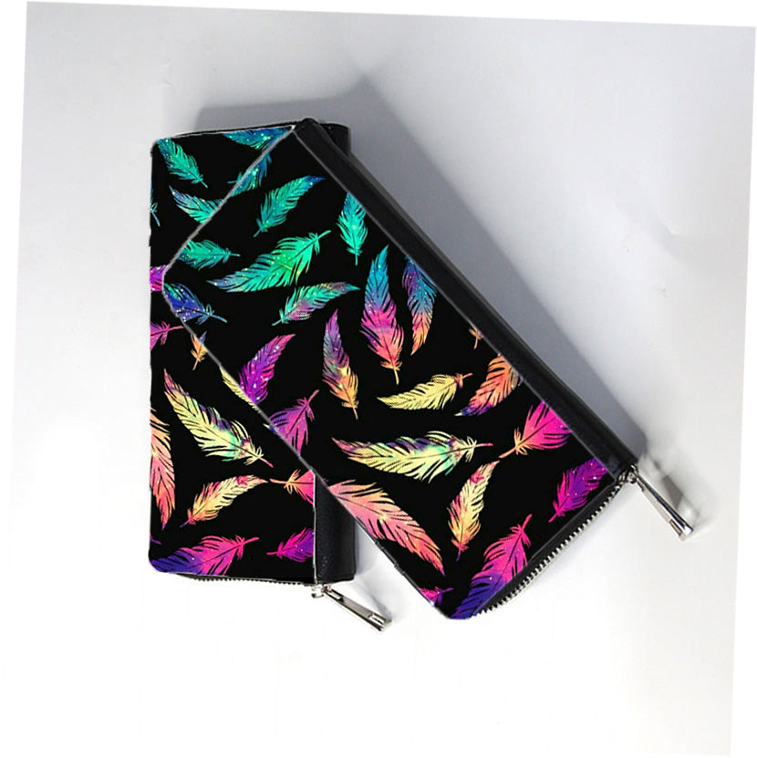 Galaxy Feathers Zip Wallet