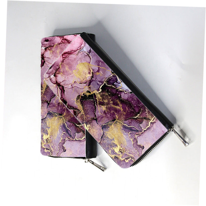 Gold Foil Glitter Zip Wallet