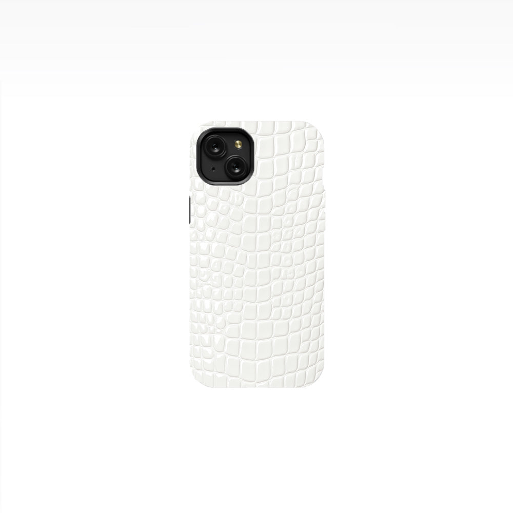 White Crocodile Leather Phone Case