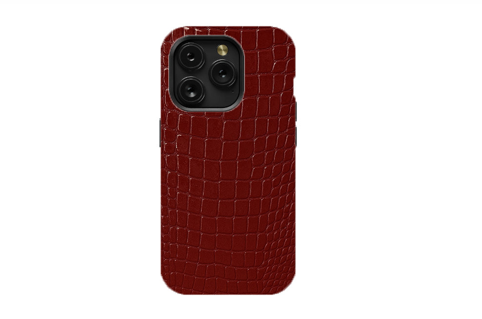 Crocodile Skin Texture - Burgundy Phone Case