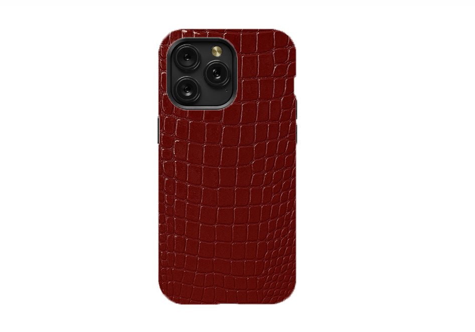 Crocodile Skin Texture - Burgundy Phone Case