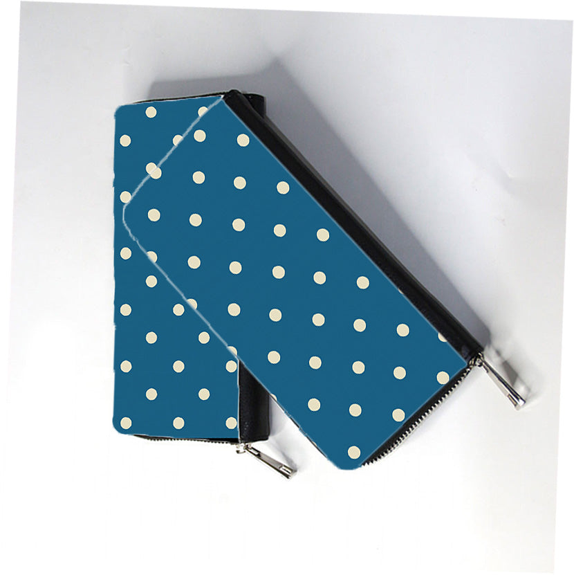 Happy Teal Polka Zip Wallet