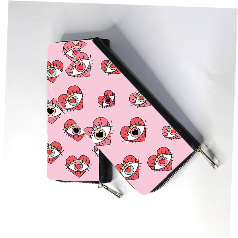 Heart Evil Eyes Zip Wallet