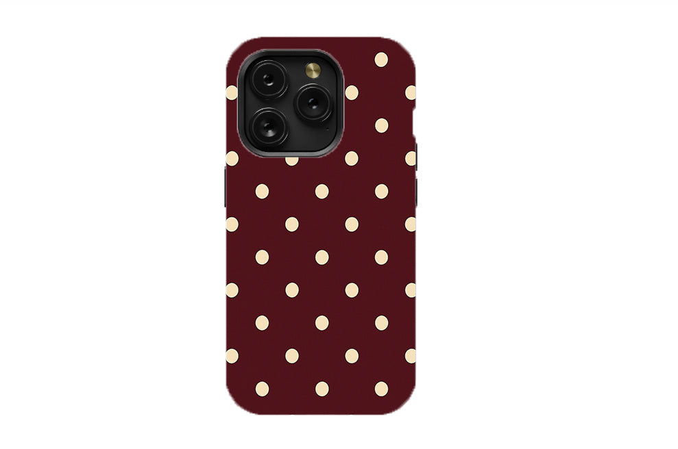 Burgundy Ivory Polka Dots Phone Case