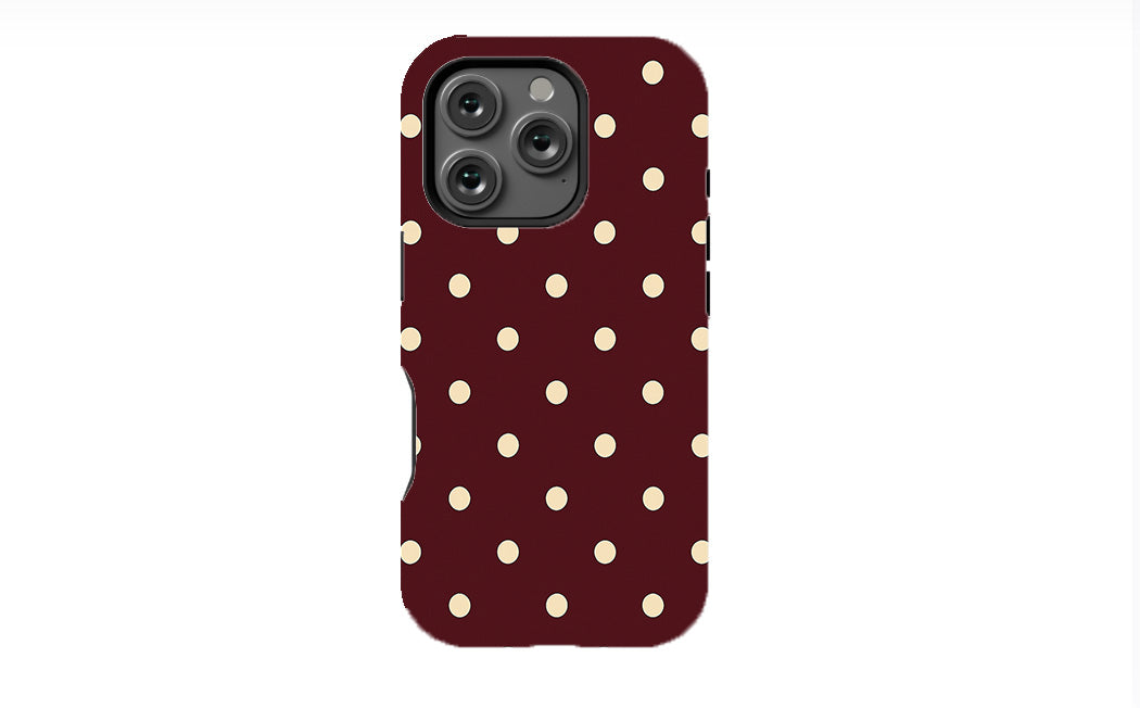 Burgundy Ivory Polka Dots Phone Case