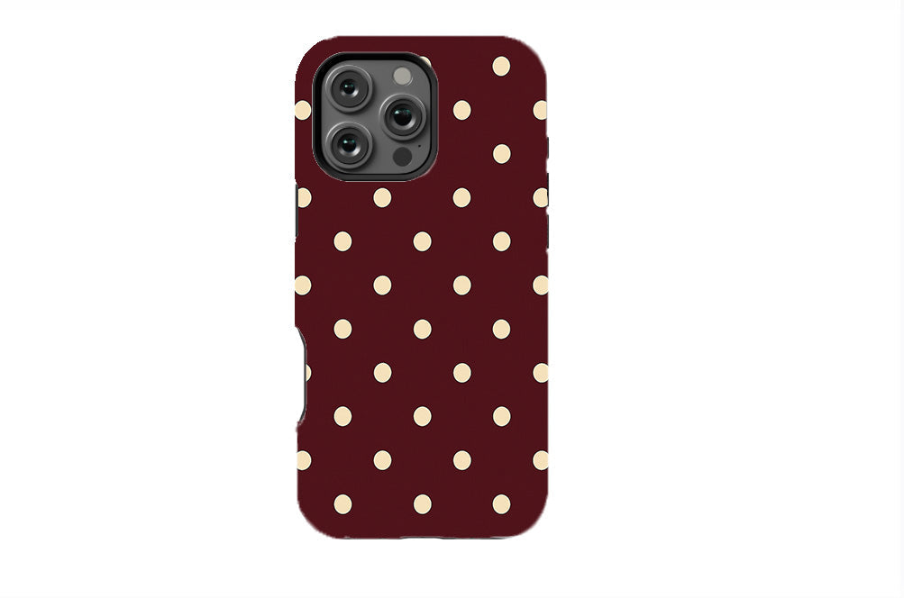 Burgundy Ivory Polka Dots