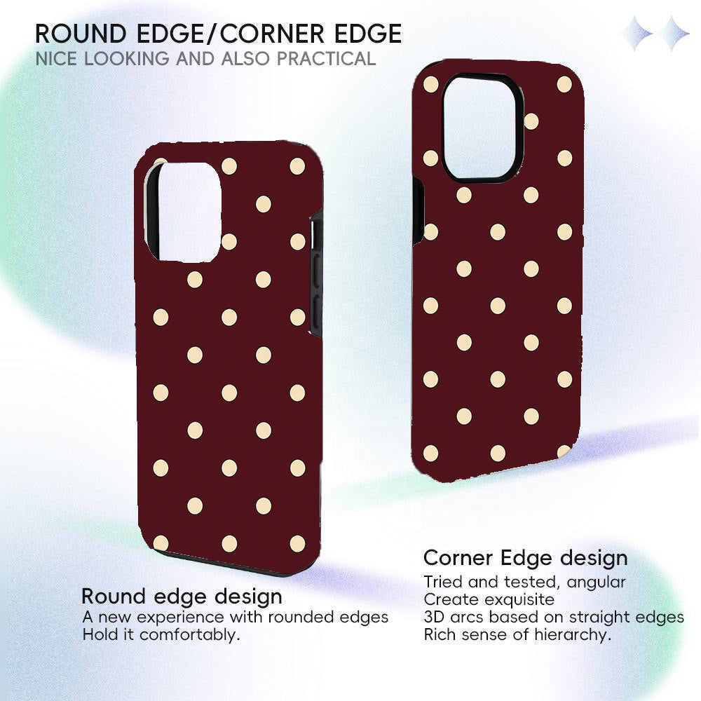 Burgundy Ivory Polka Dots