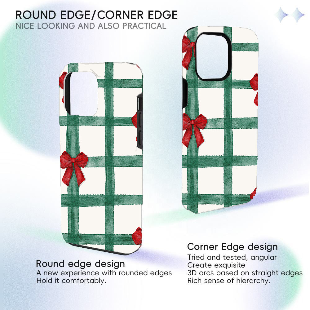 Green Checks with Red Bows