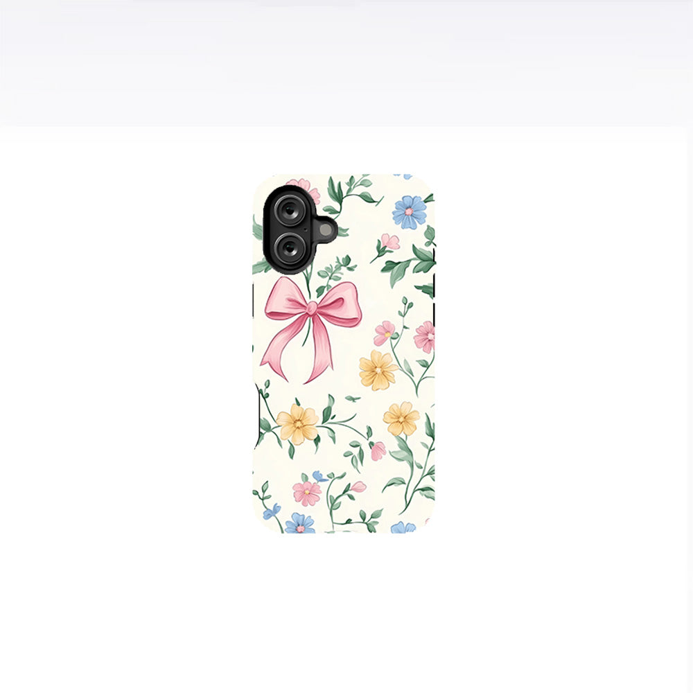 Flowers and Pink Coquette Bows Phone Case