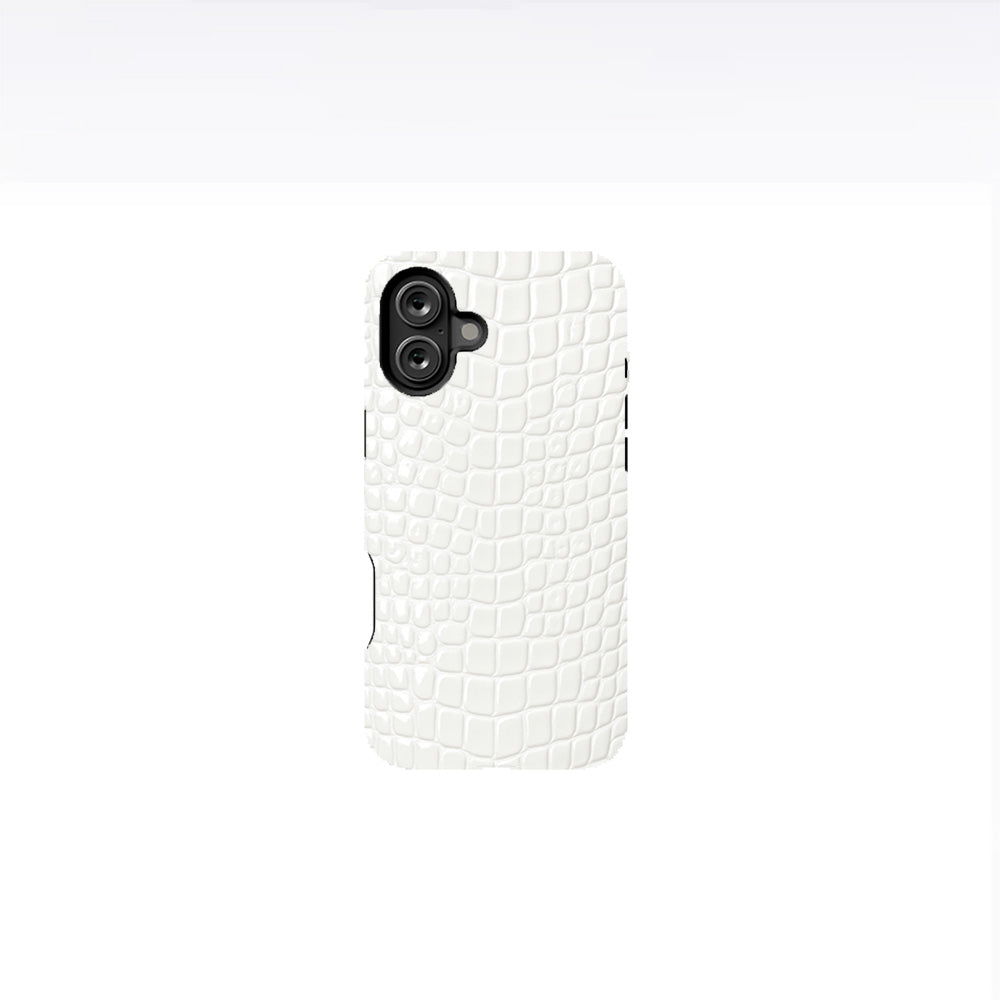 White Crocodile Leather Phone Case