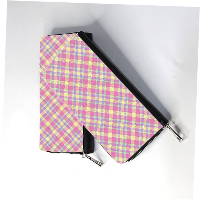 Pastel Plaid Zip Wallet