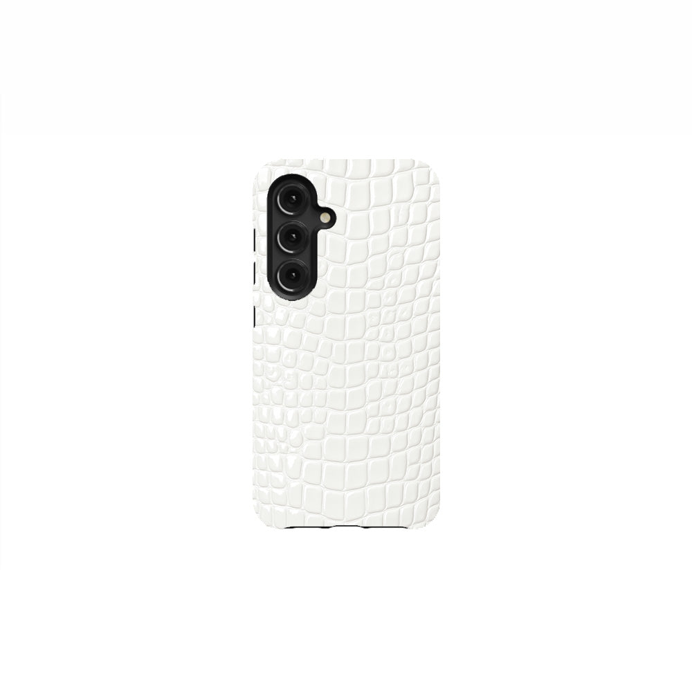 White Crocodile Leather Phone Case