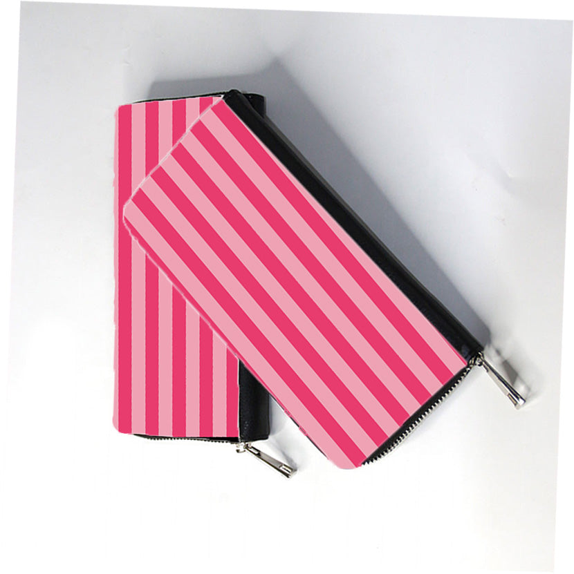 Pink And Light Pink Stripes Zip Wallet