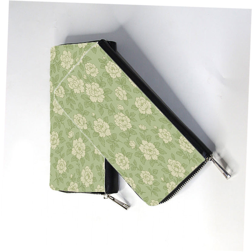 Sage Floral Zip Wallet