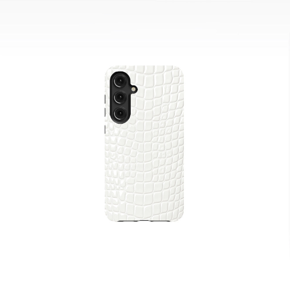 White Crocodile Leather Phone Case