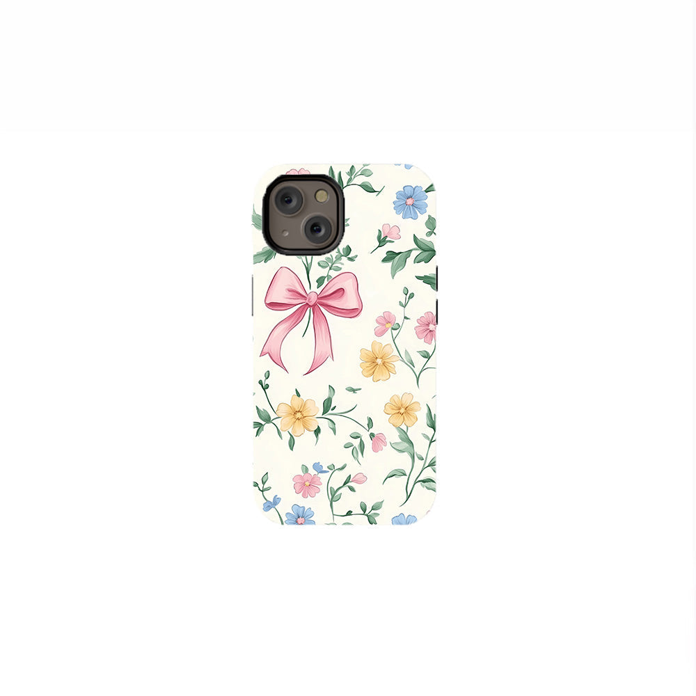 Flowers and Pink Coquette Bows Phone Case