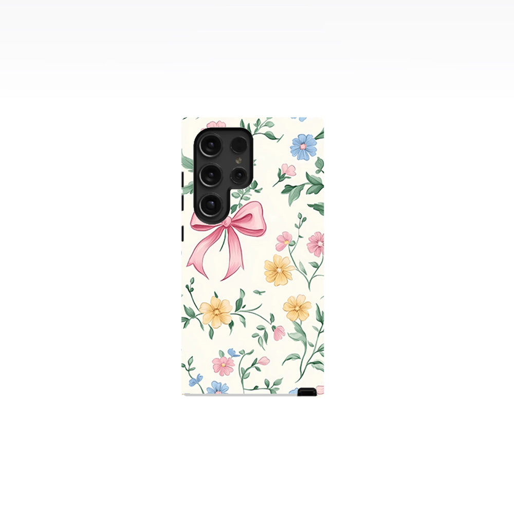 Flowers and Pink Coquette Bows Phone Case