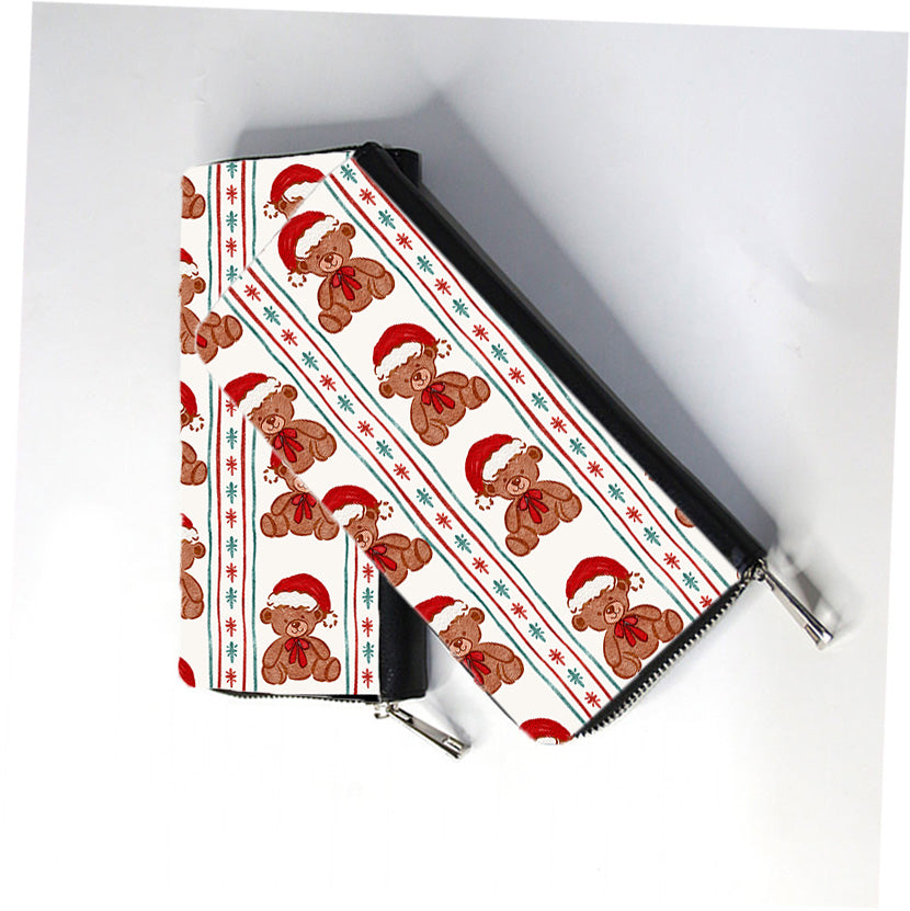TeddyBearStarVerticalStripeLG Zip Wallet