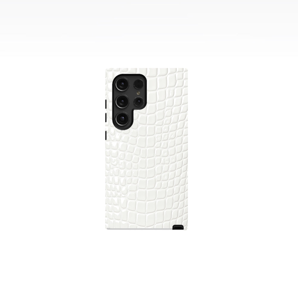 White Crocodile Leather Phone Case