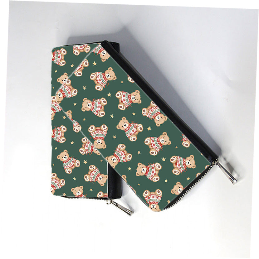 TeddyPattern Zip Wallet