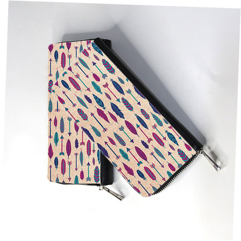 Tribal Feathers Zip Wallet
