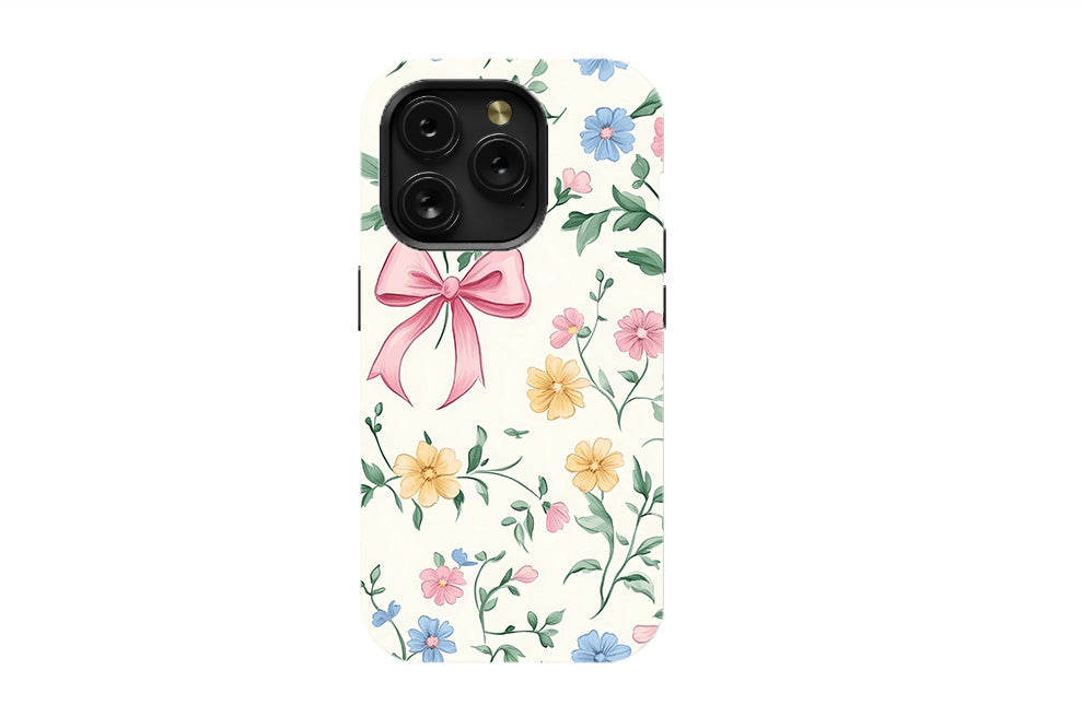 Flowers and Pink Coquette Bows Phone Case