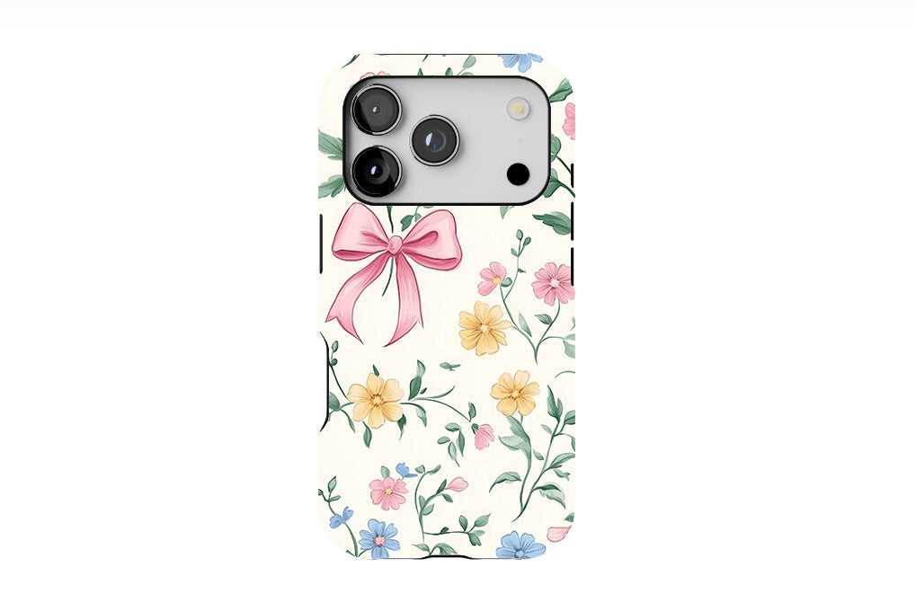 Flowers and Pink Coquette Bows Phone Case