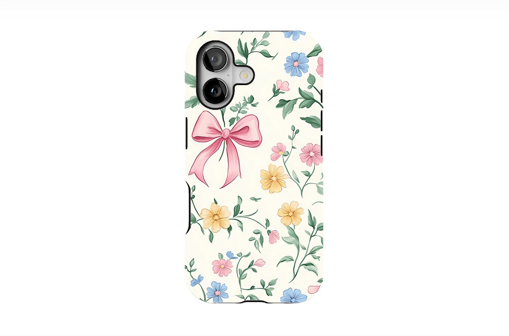 Flowers and Pink Coquette Bows Phone Case