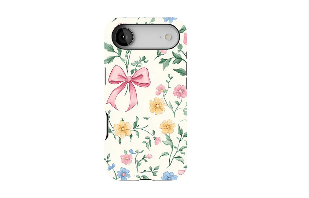 Flowers and Pink Coquette Bows Phone Case