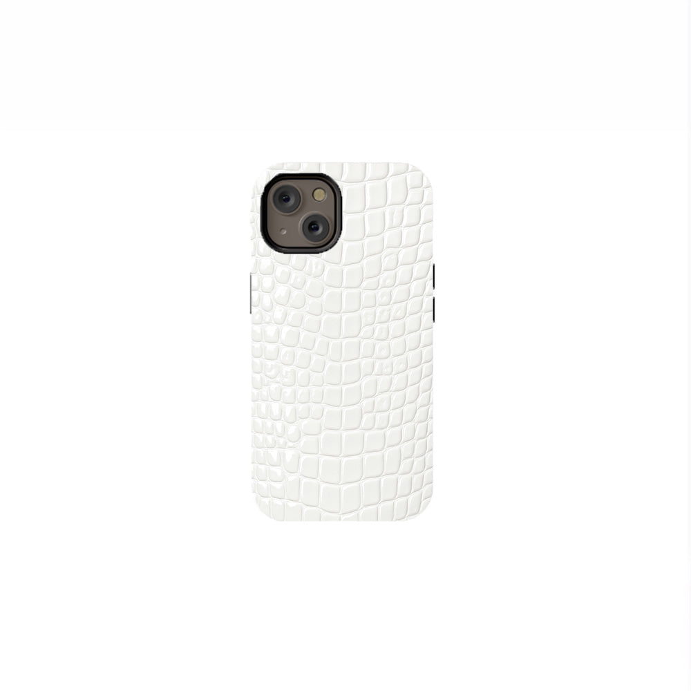White Crocodile Leather Phone Case