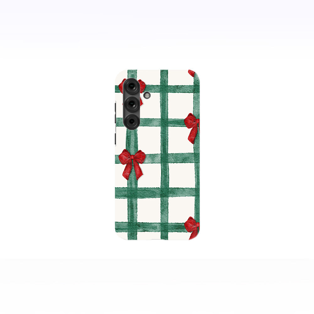 Green Checks with Red Bows Phone Case