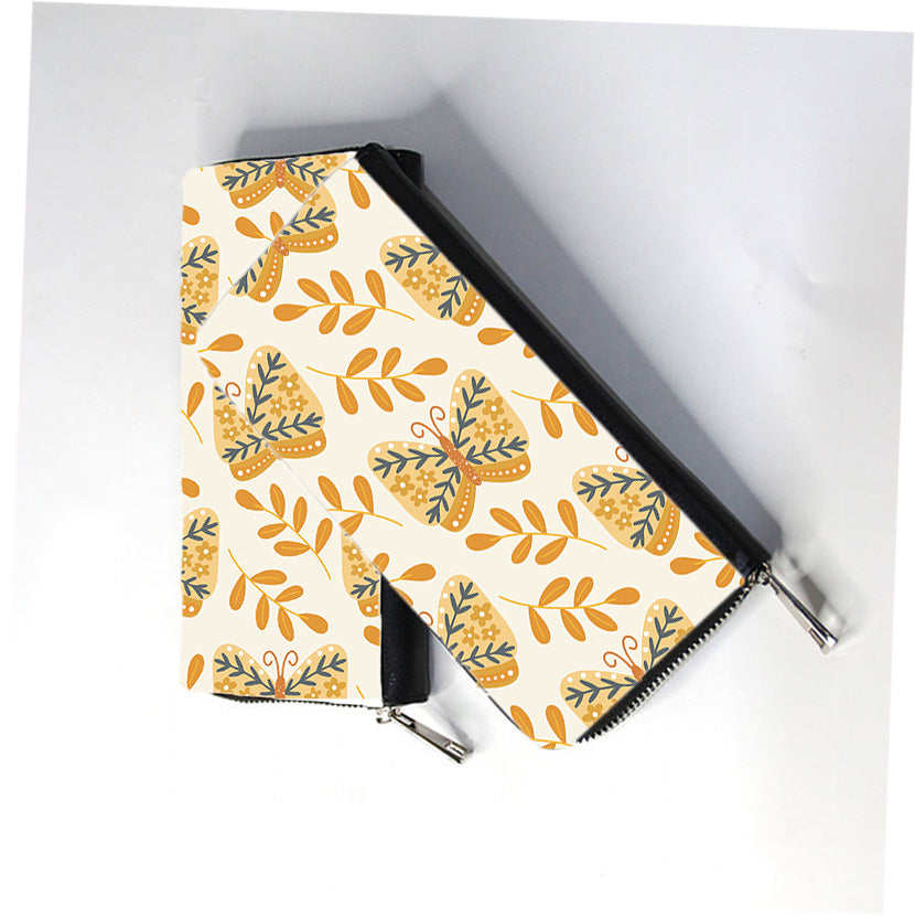 Boho Botanical Butterflies Zip Wallet
